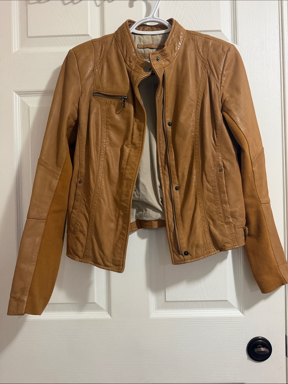 Marc New York Tan Leather Moto Jacket - Picture 2 of 5